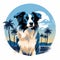 Bold Graphic Design: Border Collie At Palm Beach - Speedpainting T-shirt Design