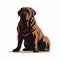 Bold Graphic Design: Brown Dog In Iconographic Symbolism