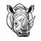 Bold Graphic Design: Rhinoceros Head In Pencil And Ink