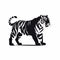 Bold Graphic Design: Silhouette Of A Cute Tiger In Vector Primitive Drawing