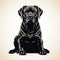 Bold Graphic Illustration Of Black Labrador Dog Sitting Down