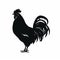 Bold Graphic Illustration Of A Black Rooster On White Background