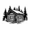 Bold Graphic Illustration Of A Black And White Cabin