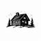 Bold Graphic Illustration Of An Old Wooden Cabin In The Woods