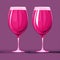 Bold Graphic Illustration Of Pink Wine Glasses On Purple Background