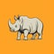 Bold Graphic Rhino Standing On Orange Background