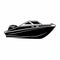 Bold Graphic Style Black And White Boat On White Background