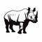 Bold Graphic Style Rhinoceros Silhouette - Vector Primitive Drawing