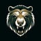 Bold Grizzly Bear Logo In Black, White, Green, And Gold