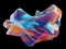 Bold holographic liquid metal shape. 3D Holographic Neon Fluid Waves. Iridescent chrome melted bubble drop. Ai generated