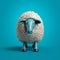 Bold And Humorous Blue Sheep Figurine With Minimal Retouching