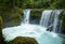 A bold Kayaker goes over the gushing Spirit Falls