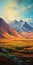 Bold Landscape Painting Of Mountains In The Style Of Alex Grey