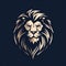 Bold Lion Head Logo Design With Dark Blue And Light Beige