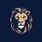 Bold Lion Head Logo Template In Dark Navy And Light Beige