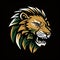 Bold Lion Sports Logo On Black Background With Dark Green And Light Gold