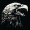 Bold Lithographic Eagle Head On Black Background