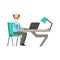 Bold Man In Glassins At His Working Desk, Coworking In Informal Atmosphere In Modern Design Office Infographic