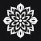 Bold Mandala Flower Stencil Art On Black Background
