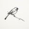Bold And Minimalistic Bird Drawing On Branch