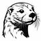 Bold Otter Tattoo Design: Black-and-white Illustration With Strong Facial Expression