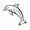 Bold Outline Dolphin Jumping Drawing On White Background