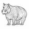 Bold Patterned Hippos Coloring Page