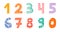 Bold patterned number set in childish naive style. Cute vector numbers for design template, poster, banner, greeting