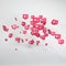 Bold pink 3d render. Shiny glossy plastic look. White background with shadows. Account growth, people interaction