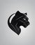bold and powerful black panther logo against a sleek and understated gray background.