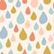 Bold rain drops seamless pattern. Cute colorful raindrops background in cartoon style