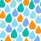 Bold rain drops seamless pattern. Cute colorful raindrops background in cartoon style