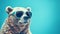 Bold And Retro: Bear Wearing Sunglasses On Blue Background