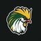 Bold Rooster Logo With Yellow And Green Feathers