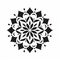 Bold Stencil Black Mandala Design With Floral Accents