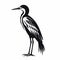 Bold Stencil Black And White Heron Clip Art Design