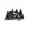 Bold Stencil Cabin Illustration Icon - Clean Vector Art