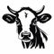 Bold Stencil Cow Face Illustration On White Background