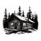 Bold Stencil Illustration Of An Old Log Cabin