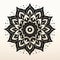 Bold Stencil Mandala Flower: Hand-drawn Black And White Illustration