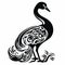 Bold Stencil Swan Drawing With Intricate Chinese Iconography