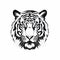 Bold Stencil Tiger Icon Illustration On White Background