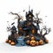 Bold And Striking 3d Halloween House Illustration