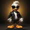 Bold And Striking Disney Duck In Zbrush Style With Leather Jacket And Sunglasses