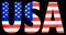 Bold text cutout letters from the image of a national flag with black background for United States