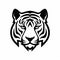 Bold Tiger Head Iconography On White Background