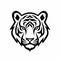 Bold Tiger Head Stencil Iconography On White Background