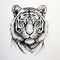 Bold Tiger Head Tattoo On White Background - Contemporary Indian Art