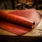 Bold And Timeless: Handcrafted Red Leather Sheet With Amber Tones