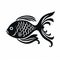 Bold Traditional Style Black Fish Silhouette On White Background